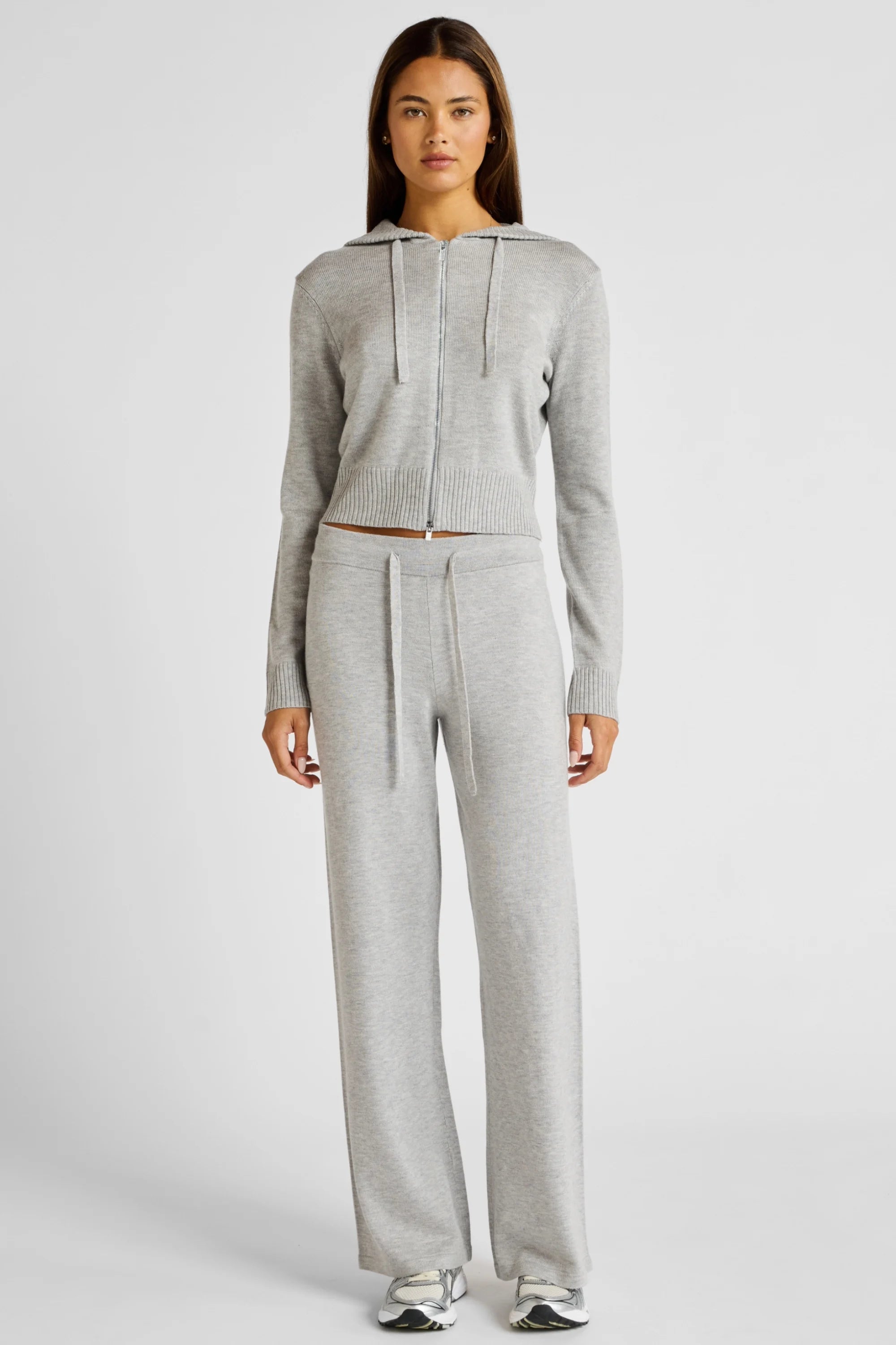 Wide Leg Knit Pant - Grey Marle