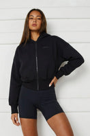 Cropped Zip Hoodie - Black