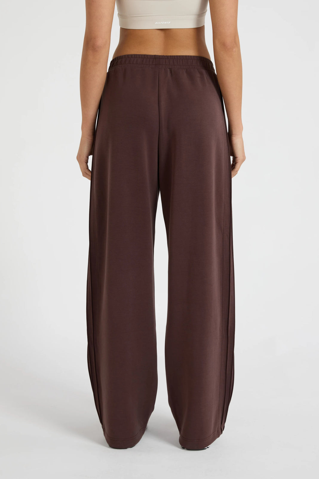 Soft Luxury Pin Tuck Wide Leg Track Pant - Espresso