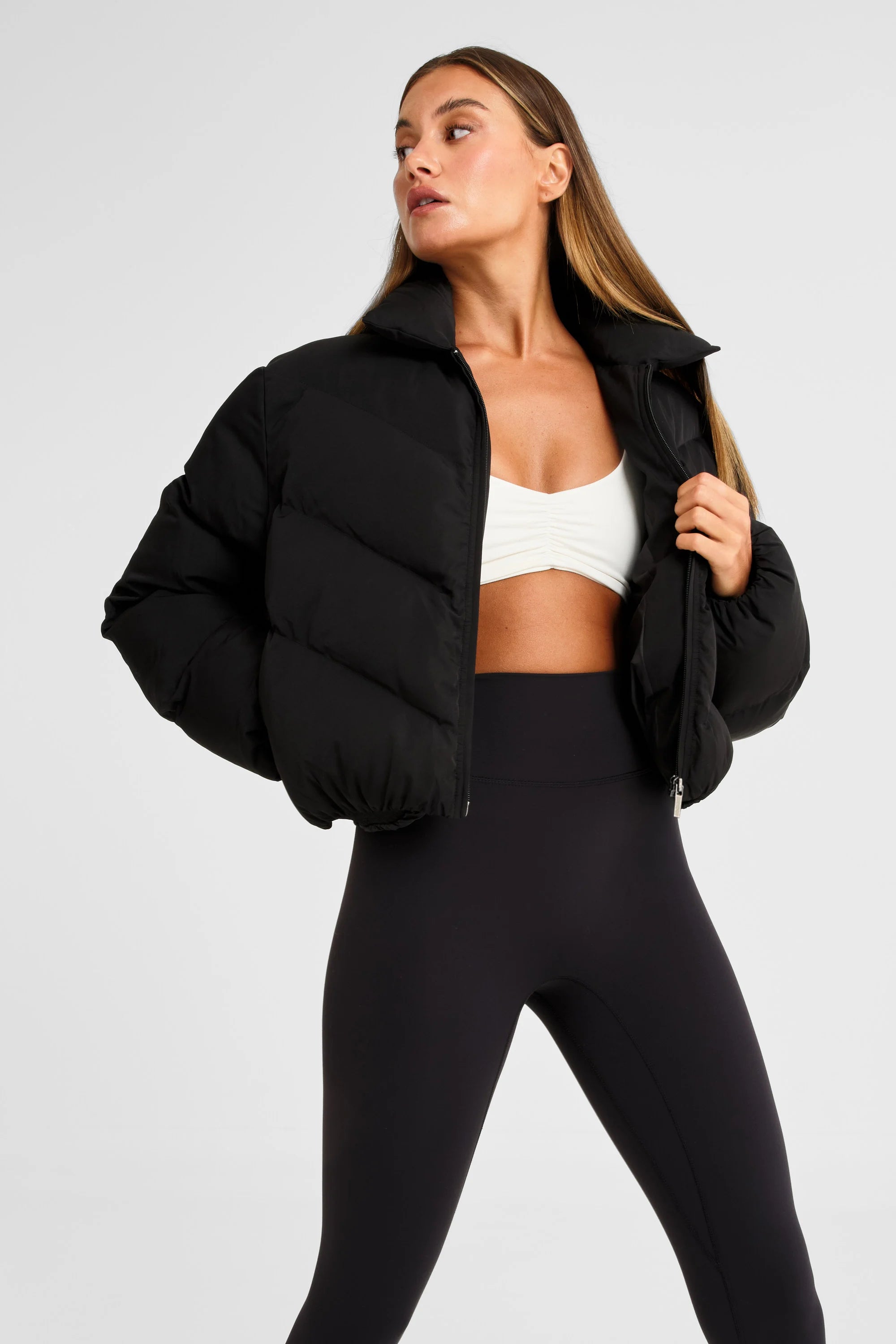 ALLFENIX Cropped Puffer Jacket - Black