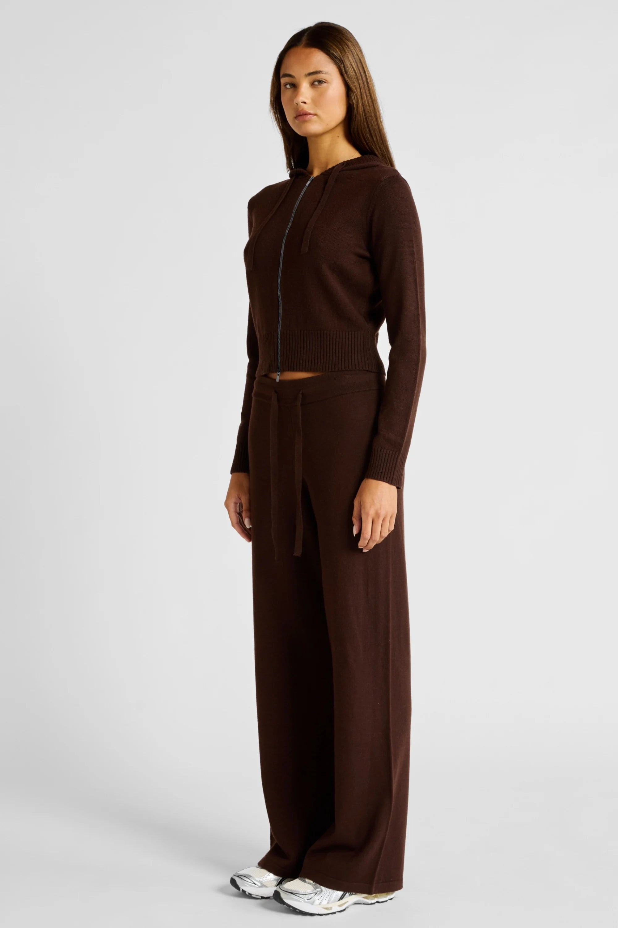 Wide Leg Knit Pant - Espresso
