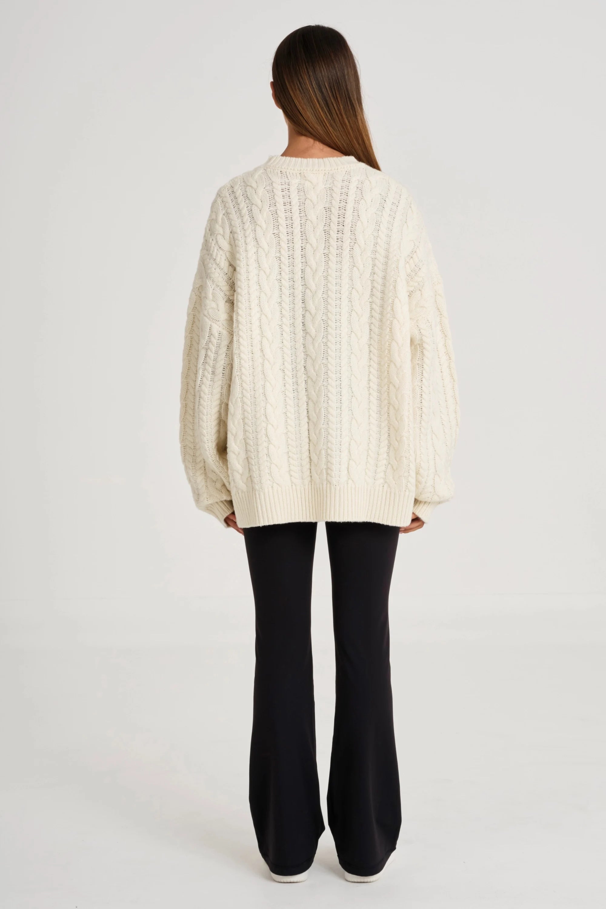 Oversized Crew Neck Cable Knit