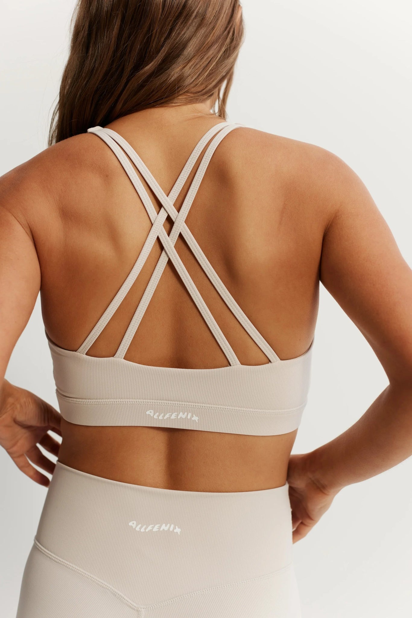 Eco Rib Cross Back Sports Bra (Stone) - All Fenix