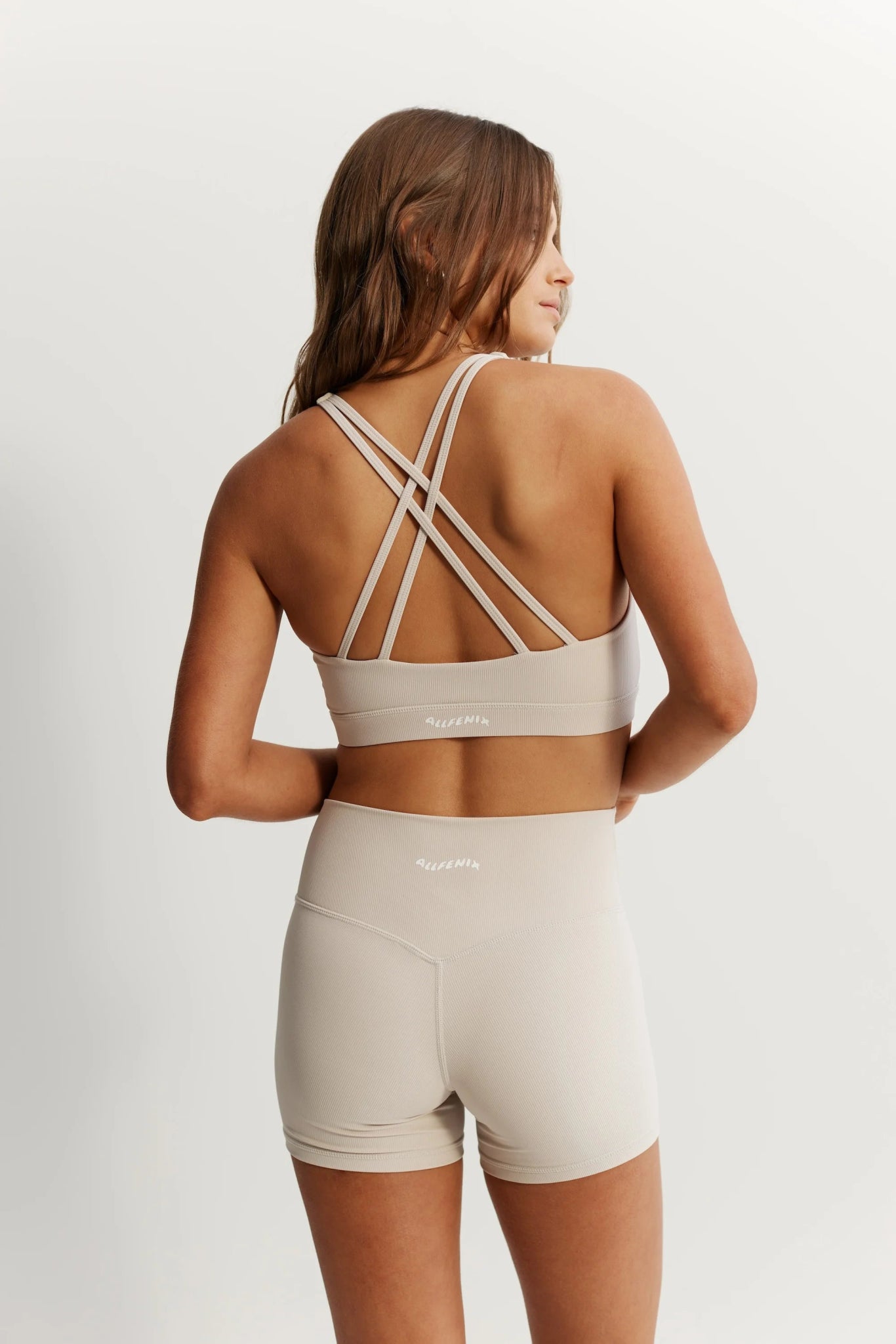 Eco Rib Cross Back Sports Bra (Stone) - All Fenix