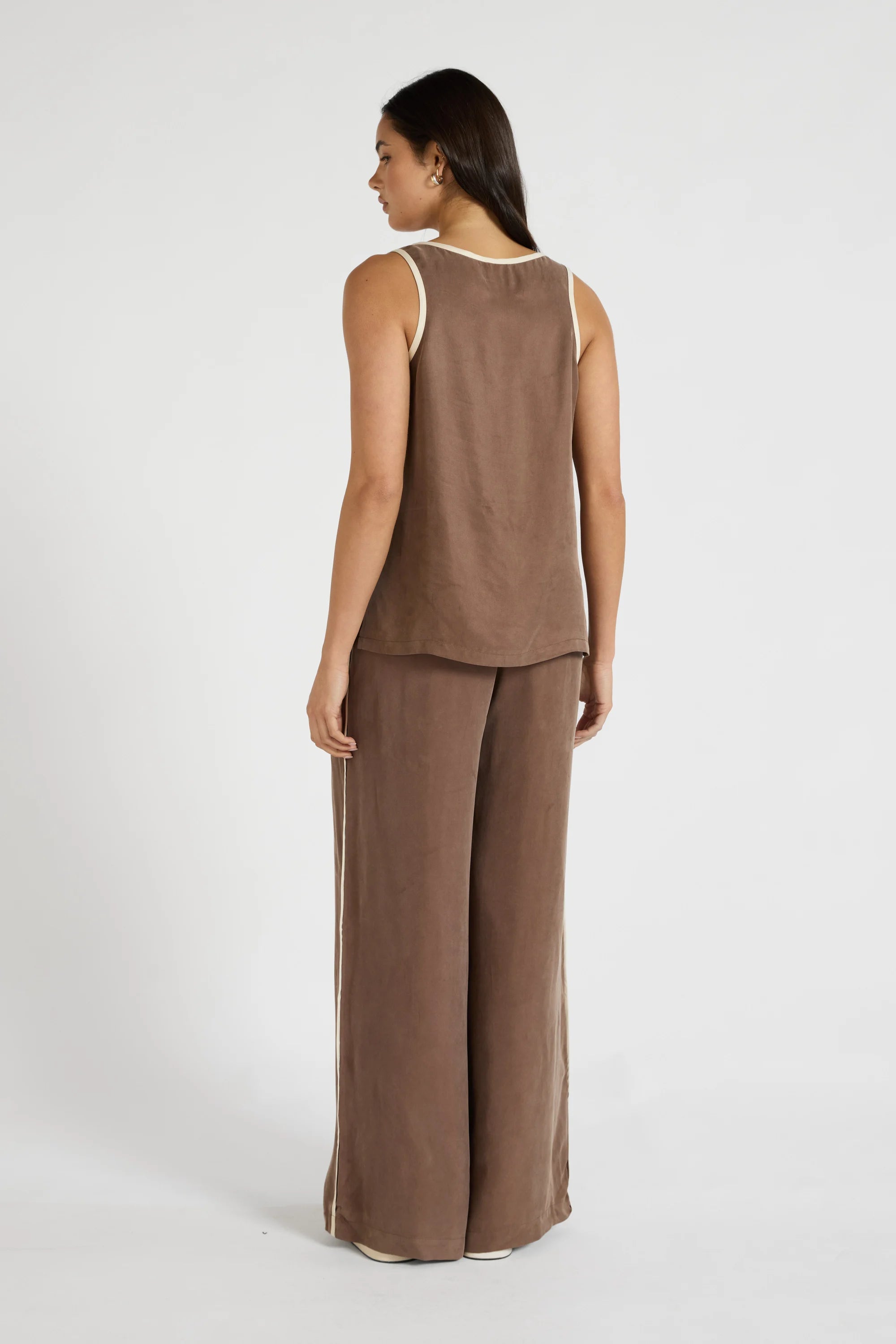 Cupro Contrast Tank - Latte