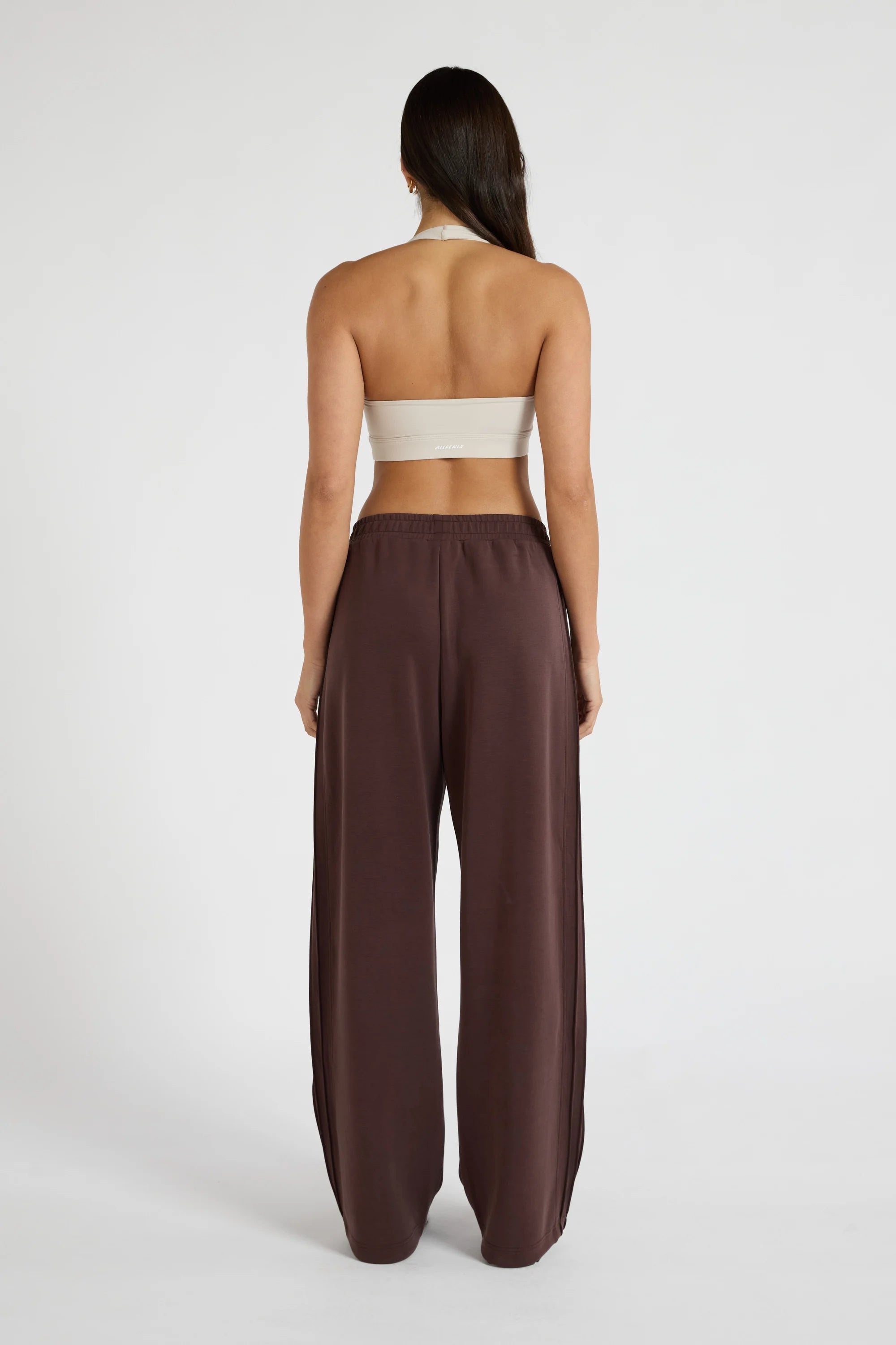 Soft Luxury Pin Tuck Wide Leg Track Pant - Espresso