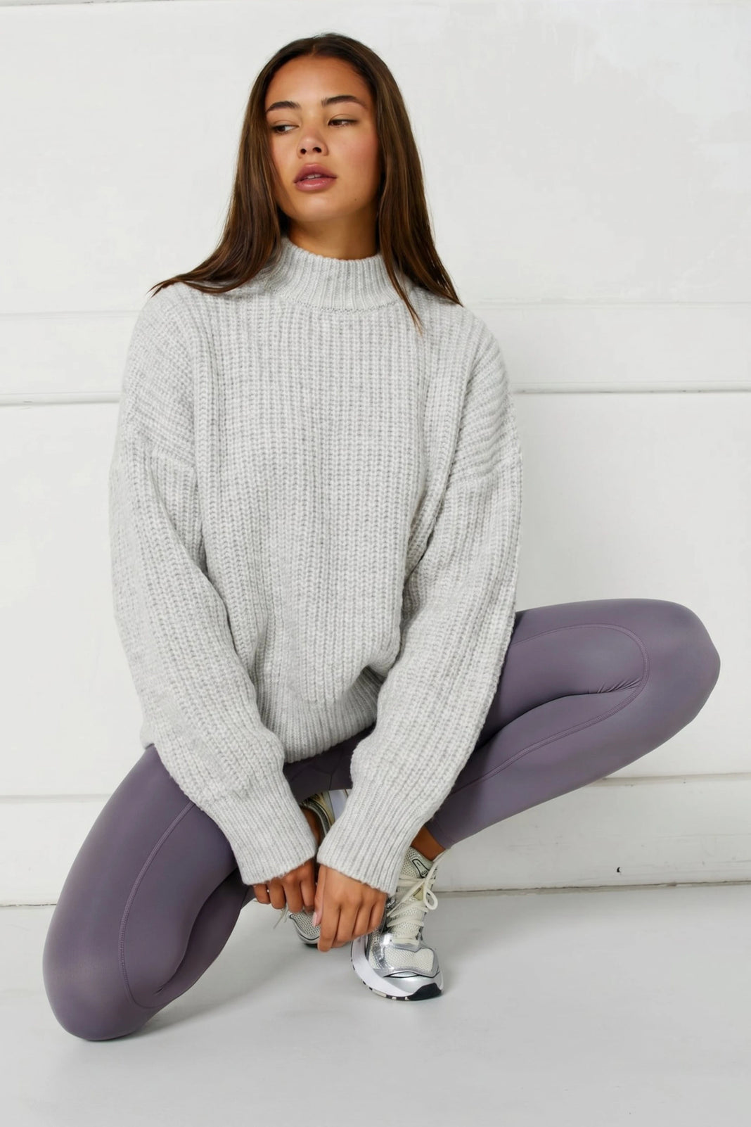 ALLFENIX Funnel Neck Knit - Grey