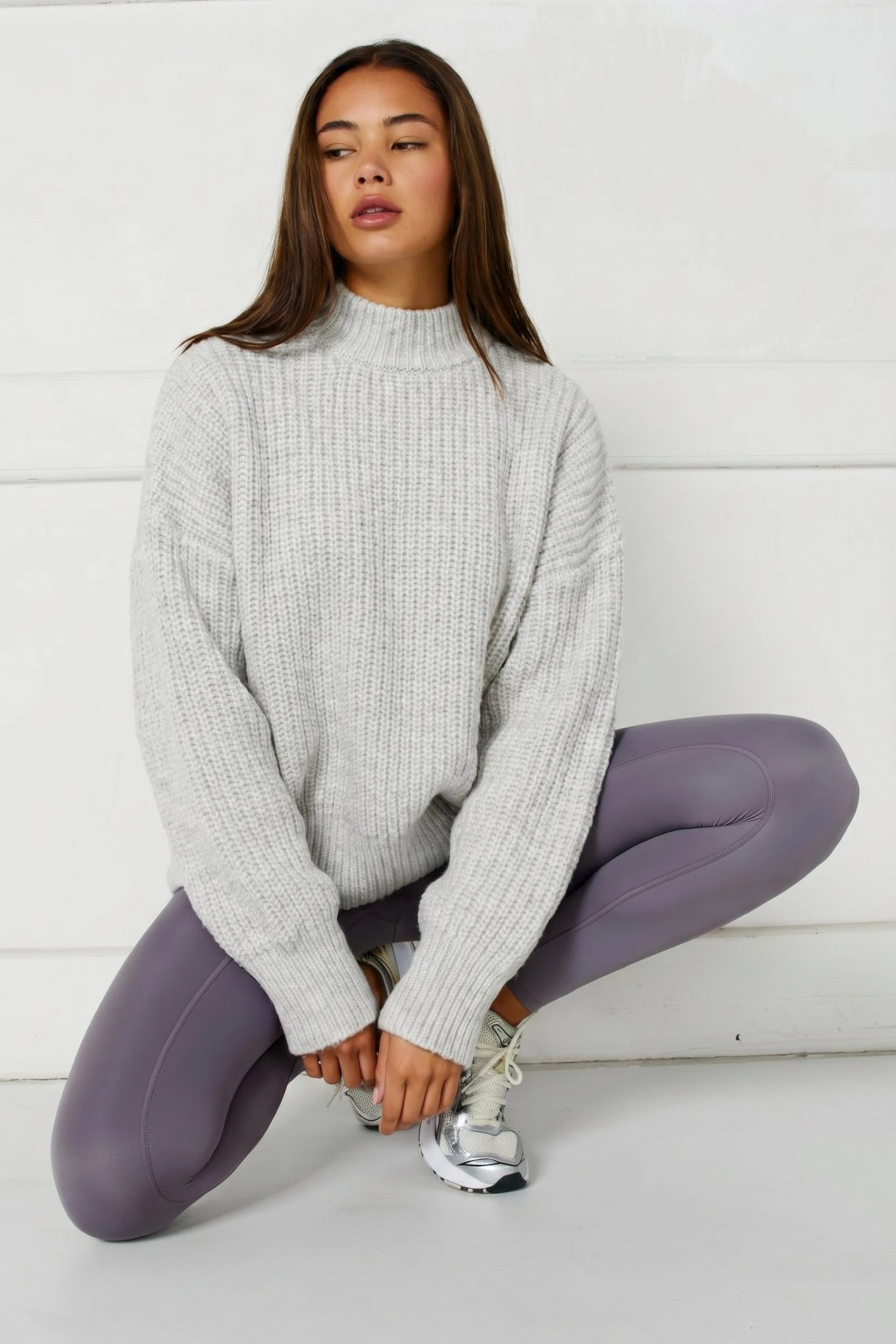 ALLFENIX Funnel Neck Knit - Grey
