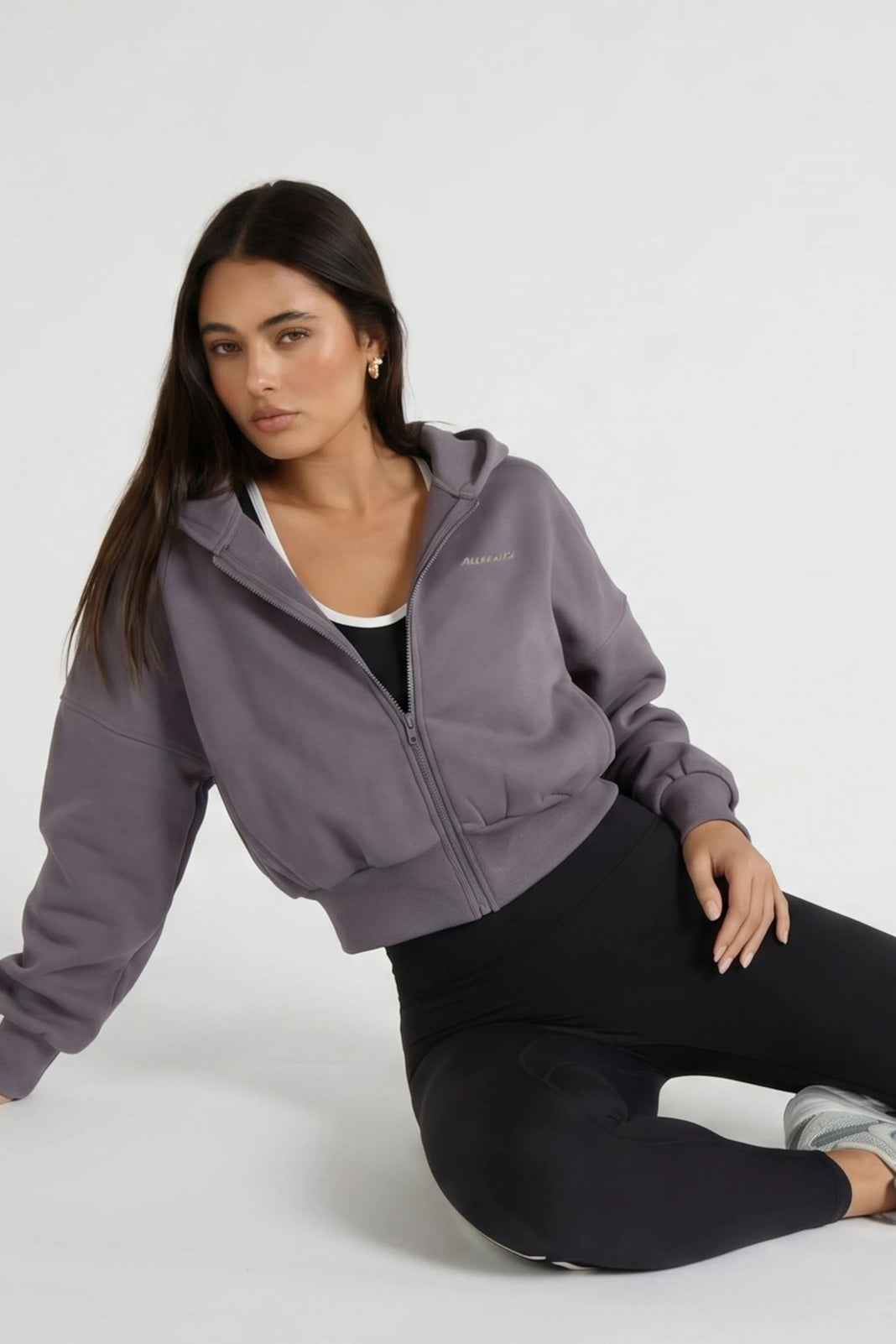 ALLFENIX Cropped Zip Hoodie - Charcoal