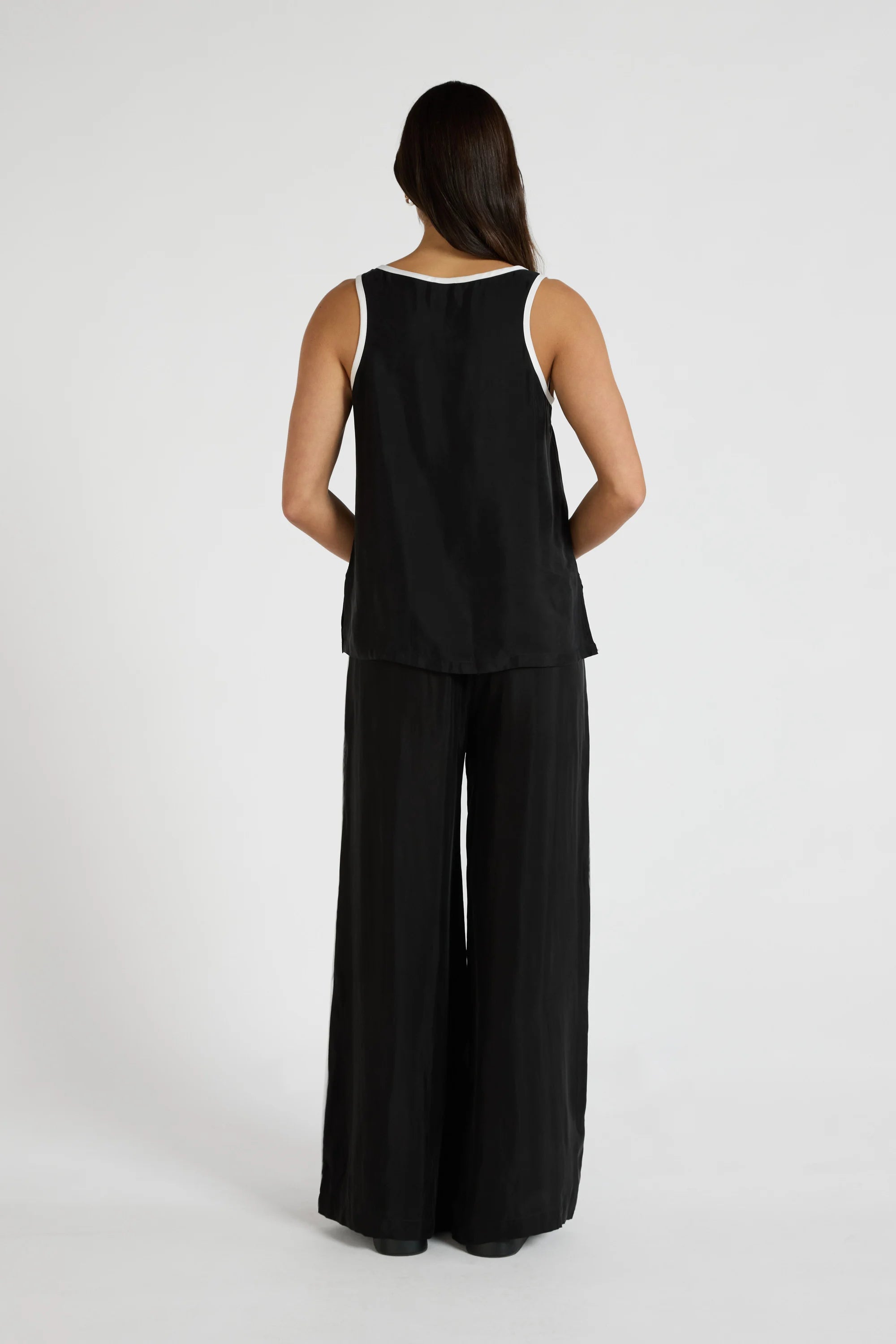Cupro Contrast Tank - Black