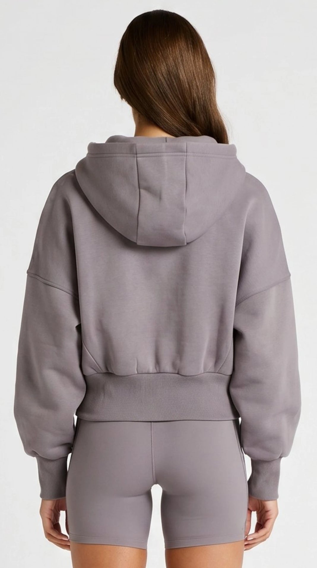 Cropped Zip Hoodie - Charcoal