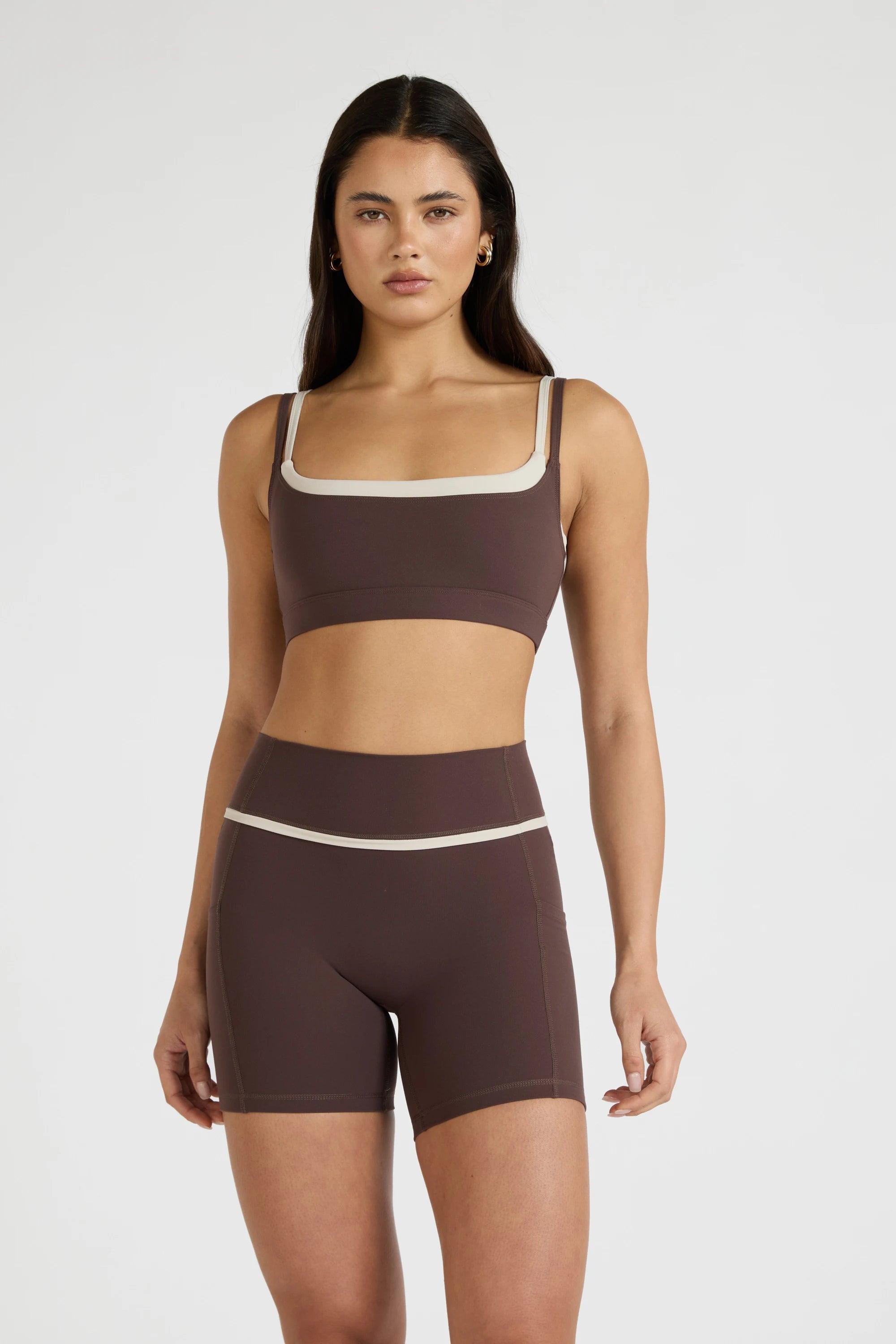ALLFENIX CloudCore™ Double Layer Contrast Sports Bra - Espresso