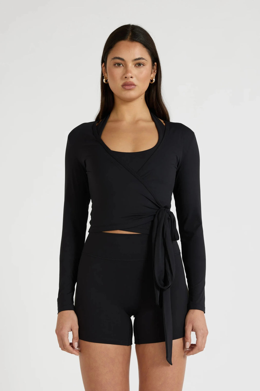 ALLFENIX CloudCore™ Lite Long Sleeve Wrap Top - Black