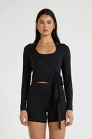 ALLFENIX CloudCore™ Lite Long Sleeve Wrap Top - Black