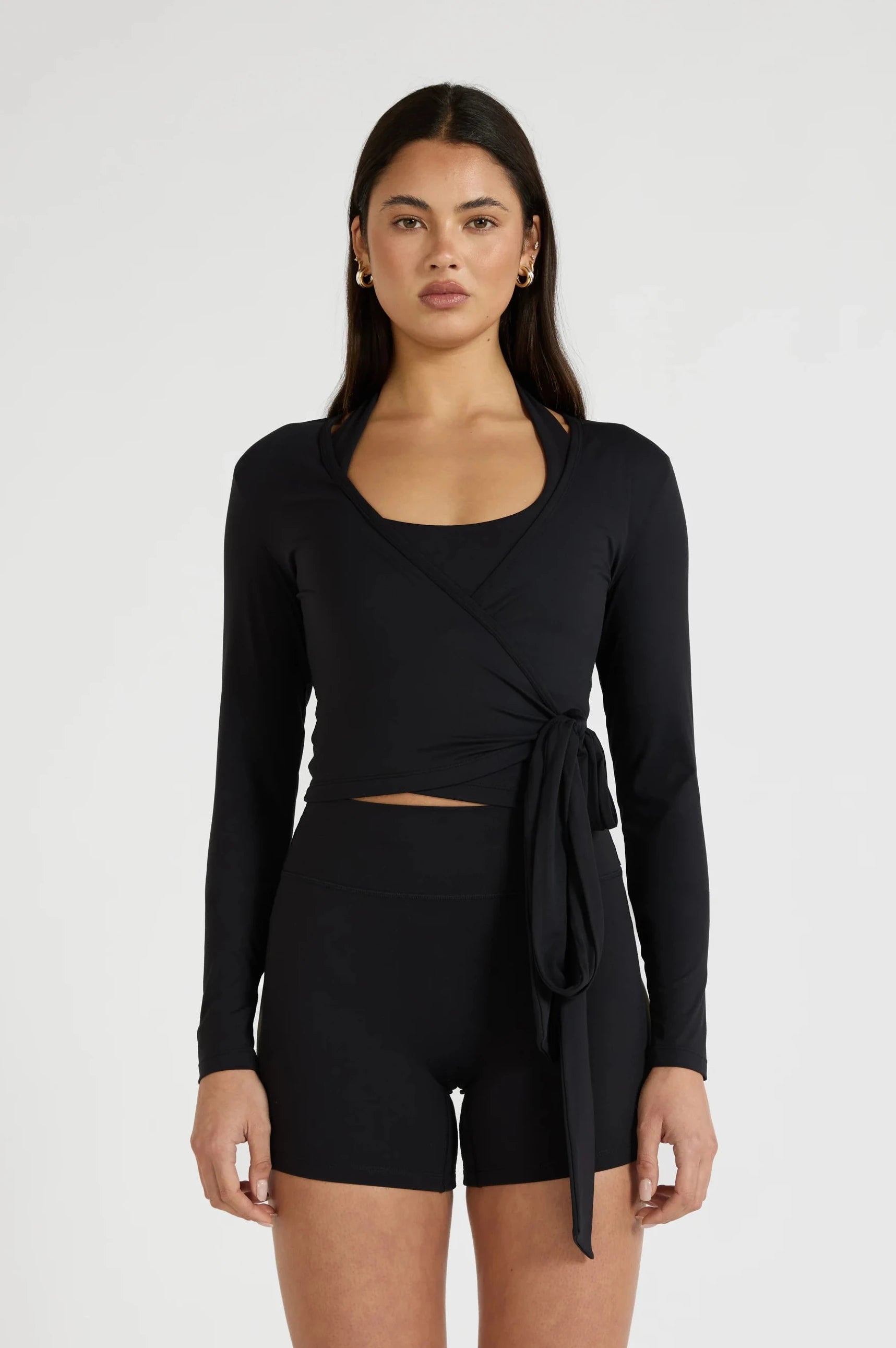ALLFENIX CloudCore™ Lite Long Sleeve Wrap Top - Black