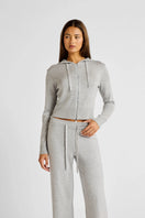 Two Way Knit Hoodie - Grey Marle