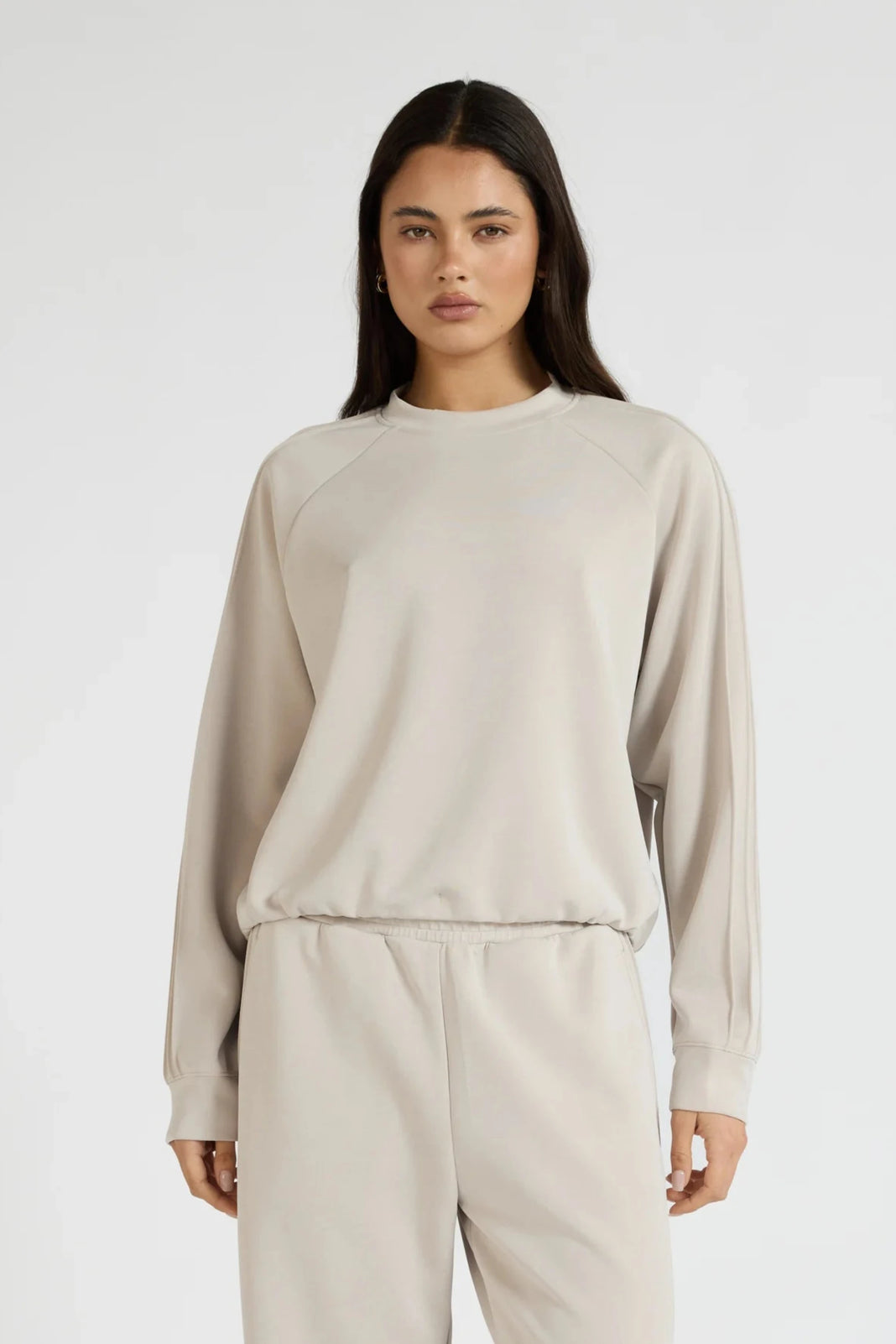 ALLFENIX Soft Luxury Raglan Crew Jumper - Stone