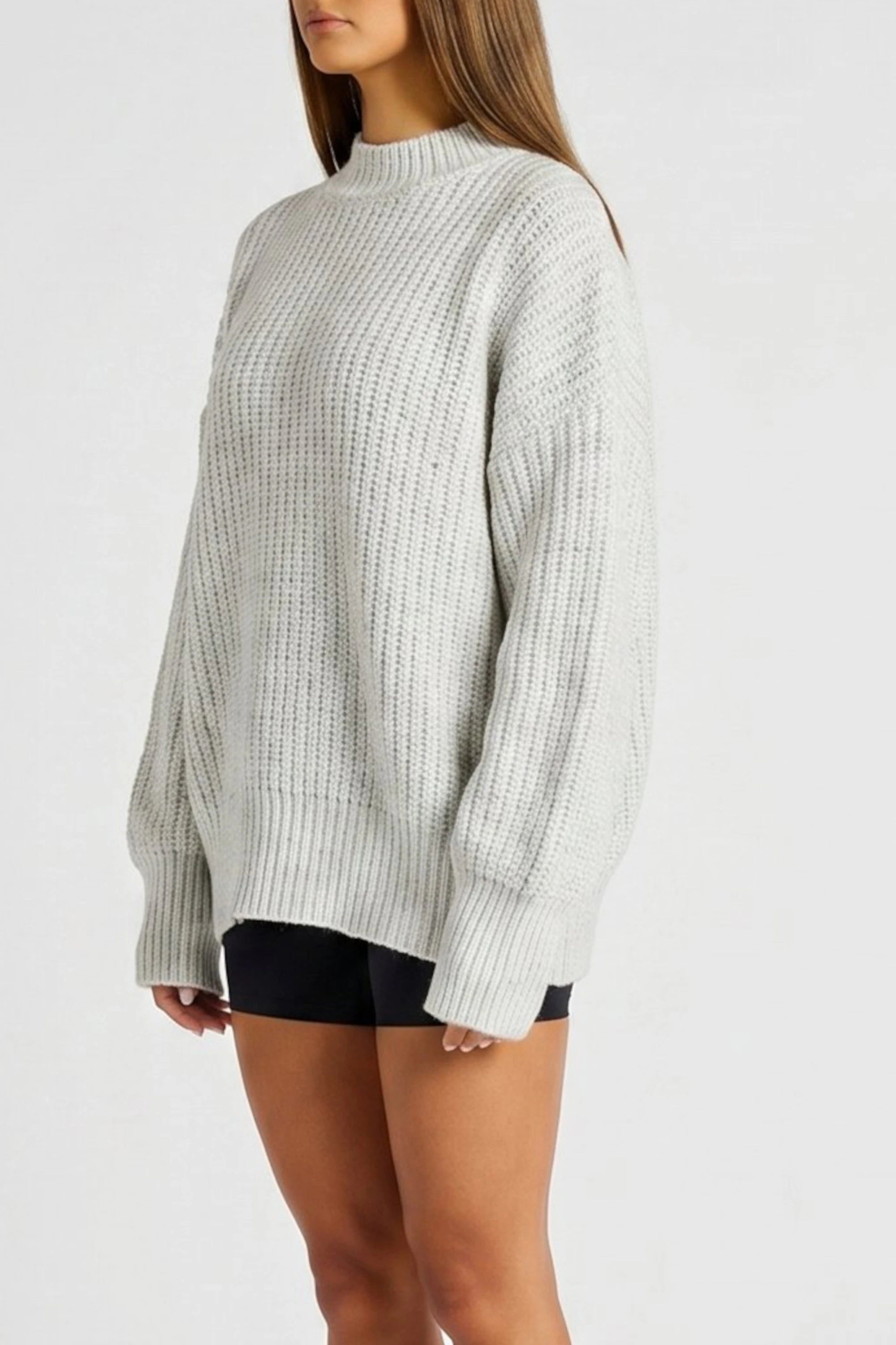 Funnel Neck Knit - Grey