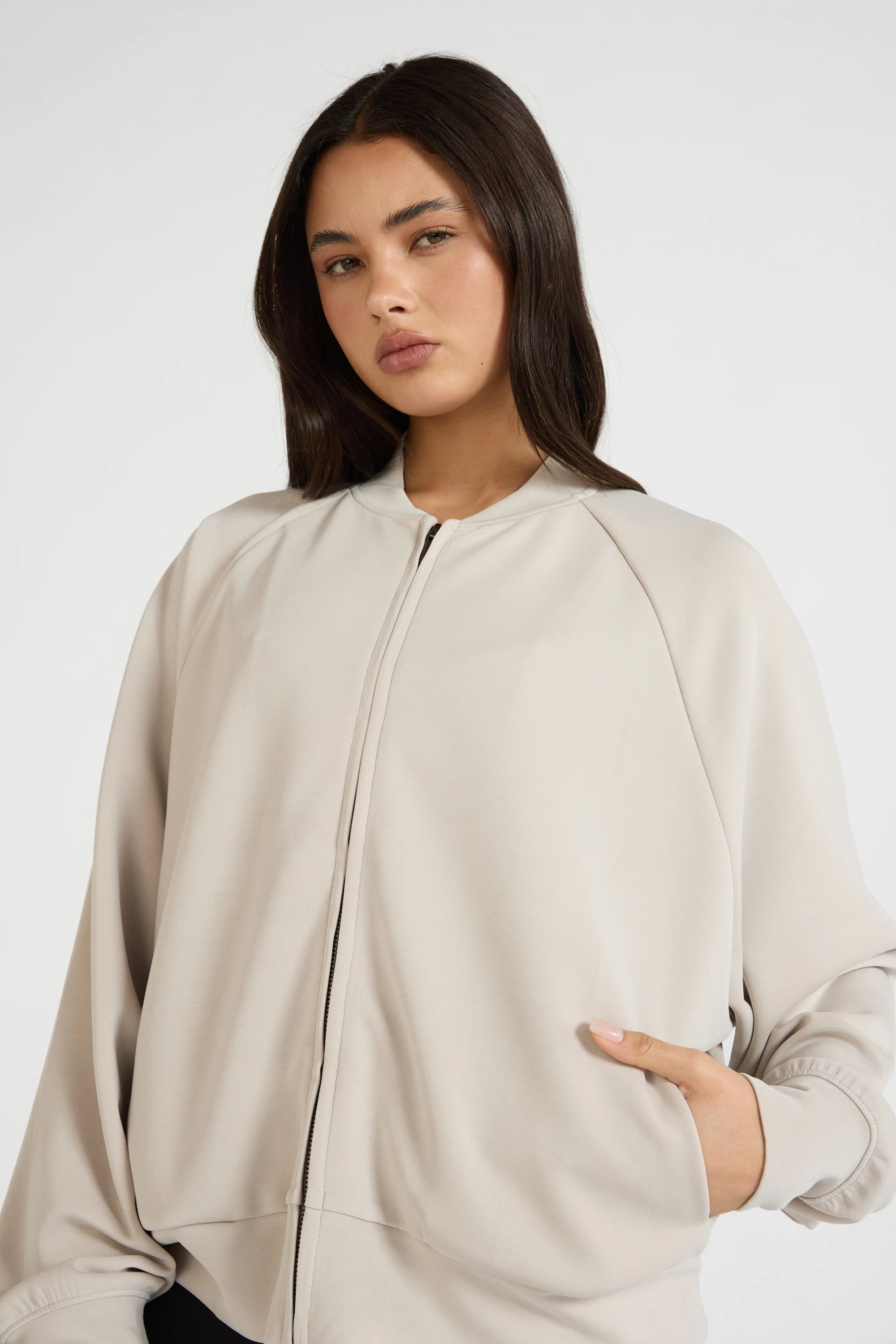Soft Luxury Bomber Jacket - Stone