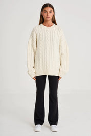 Oversized Crew Neck Cable Knit
