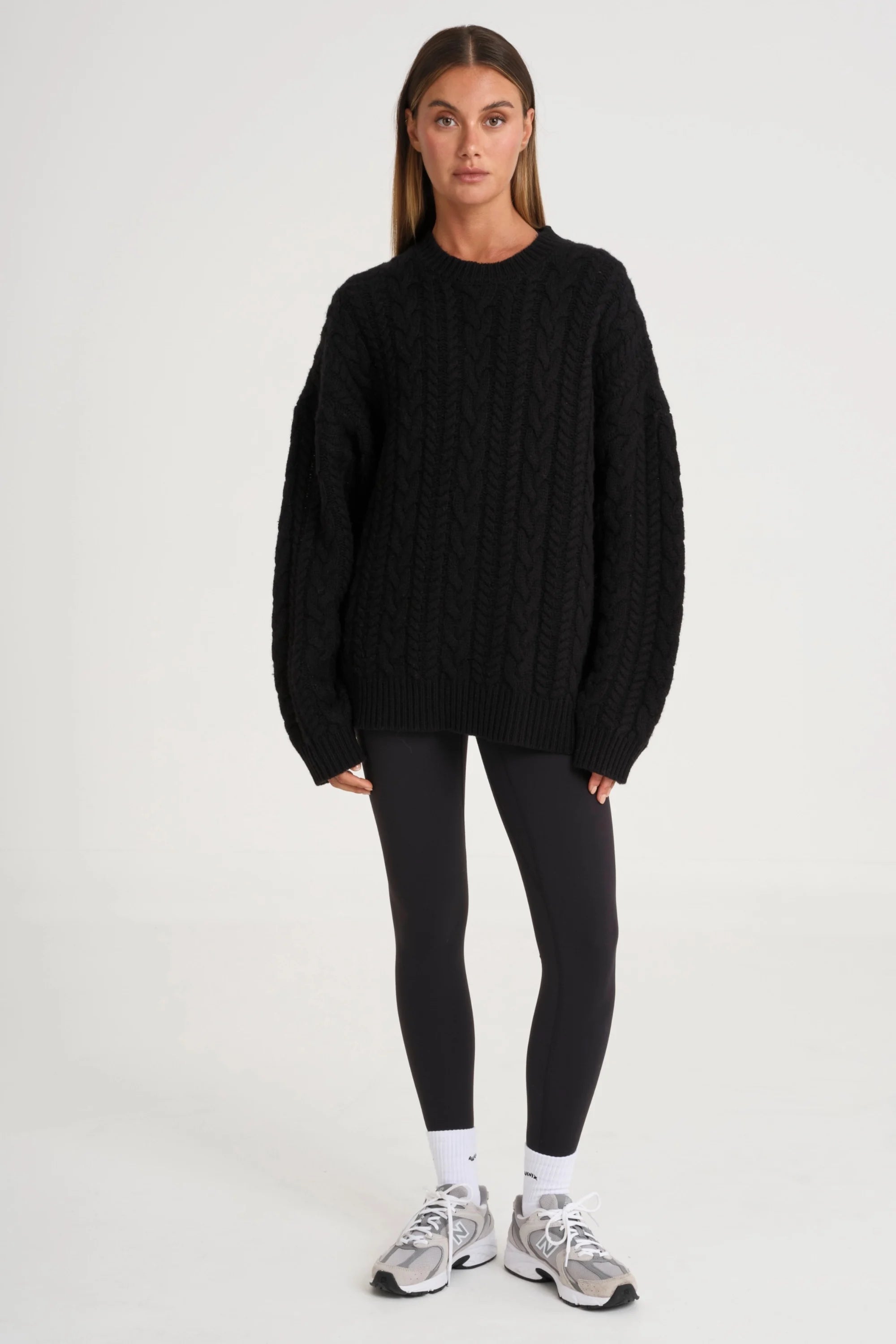 Oversized Crew Neck Cable Knit