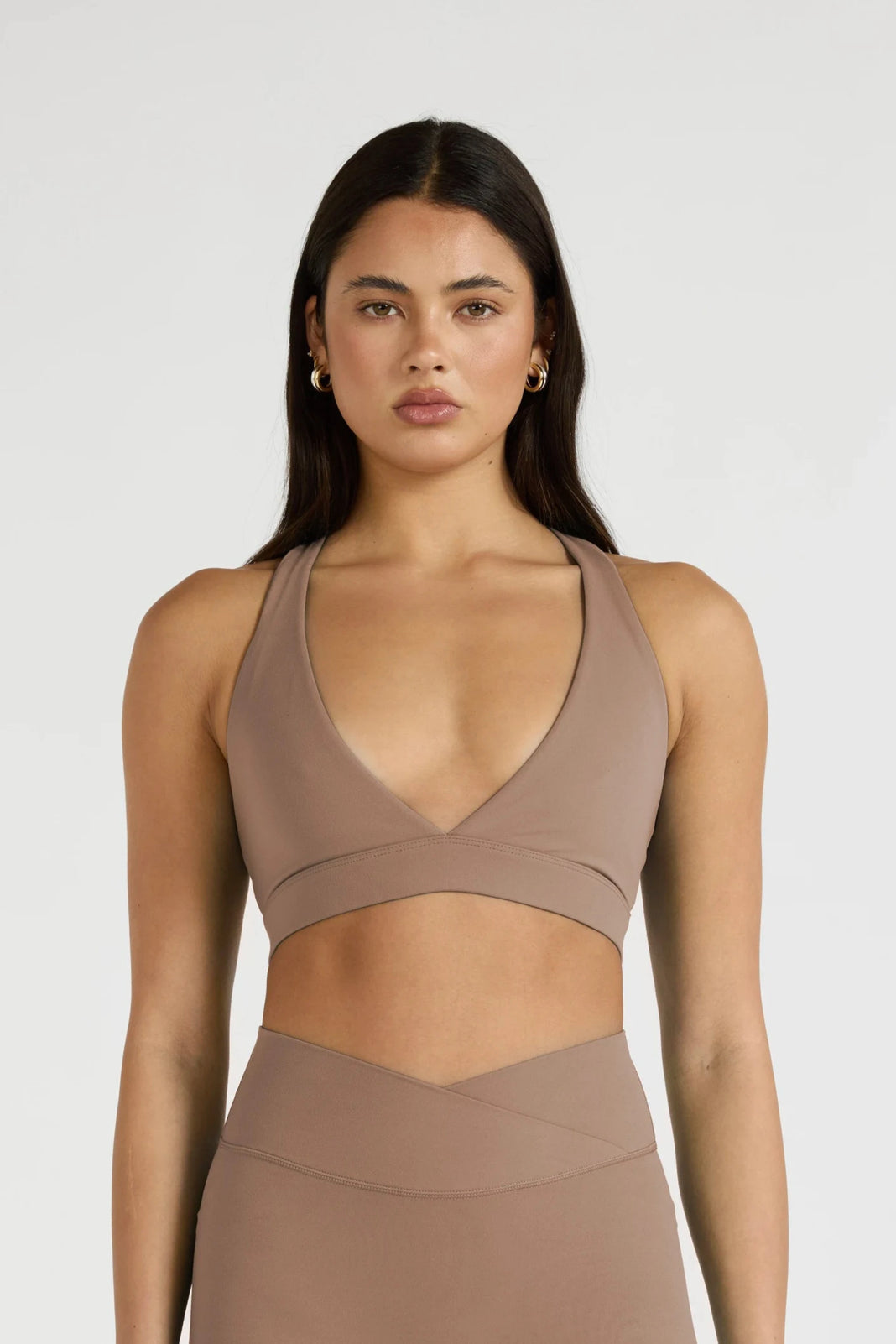 ALLFENIX CloudCore™ Deep V-Neck Sports Bra - Latte