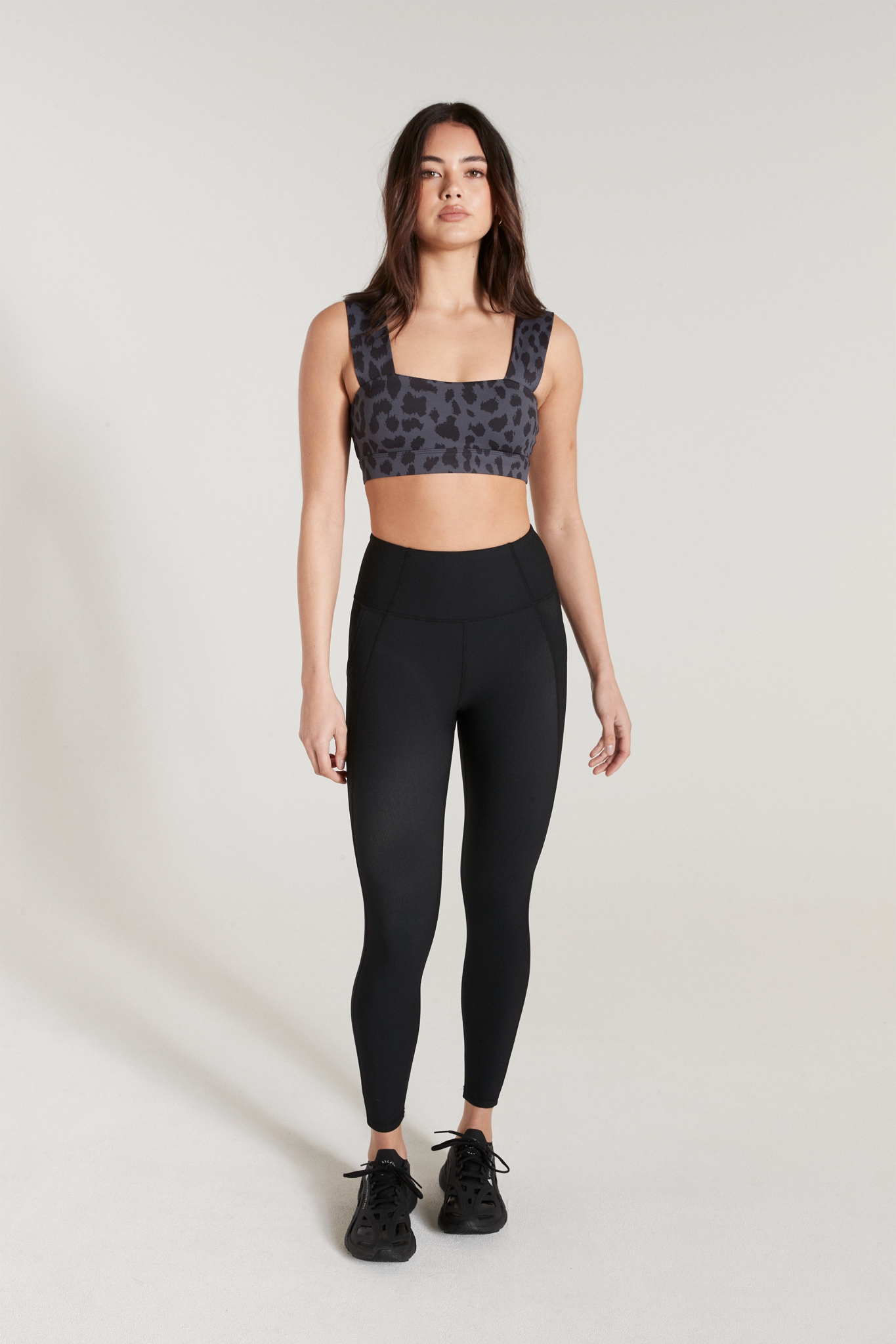Oversized Cheetah Sports Bra (Charcoal) - All Fenix