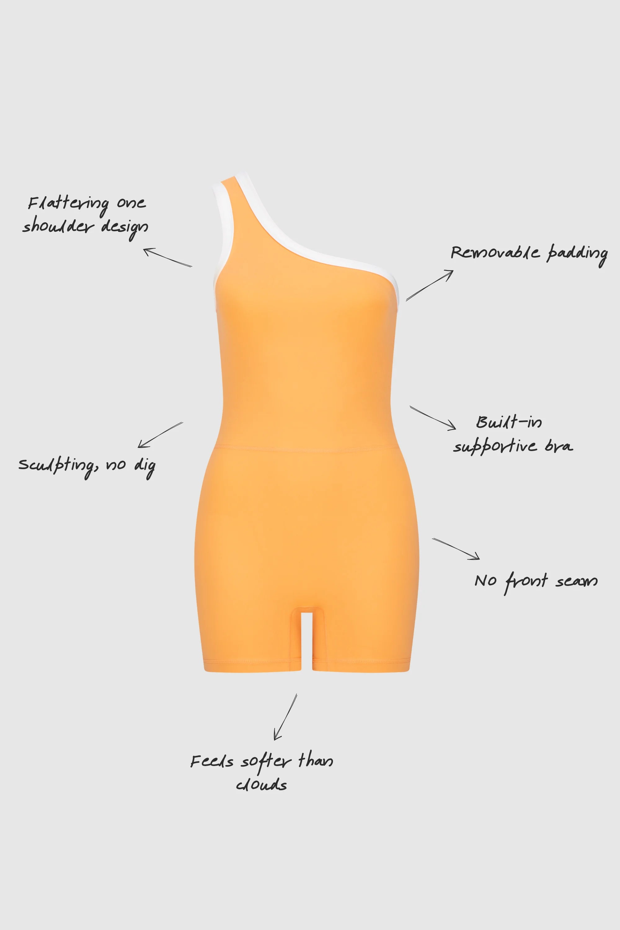 ALLFENIX CloudCore™ Contrast One Shoulder Unitard - Orange