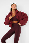 ALLFENIX Cropped Puffer Jacket - Burgundy