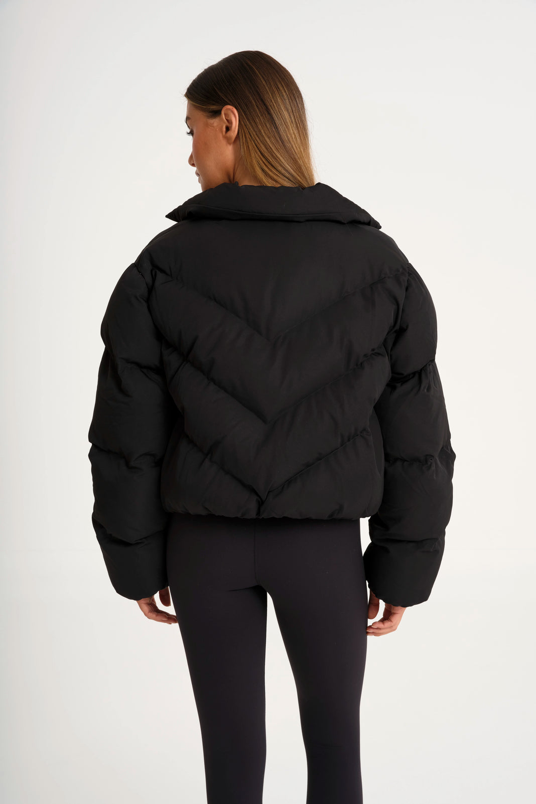 ALLFENIX Cropped Puffer Jacket - Black