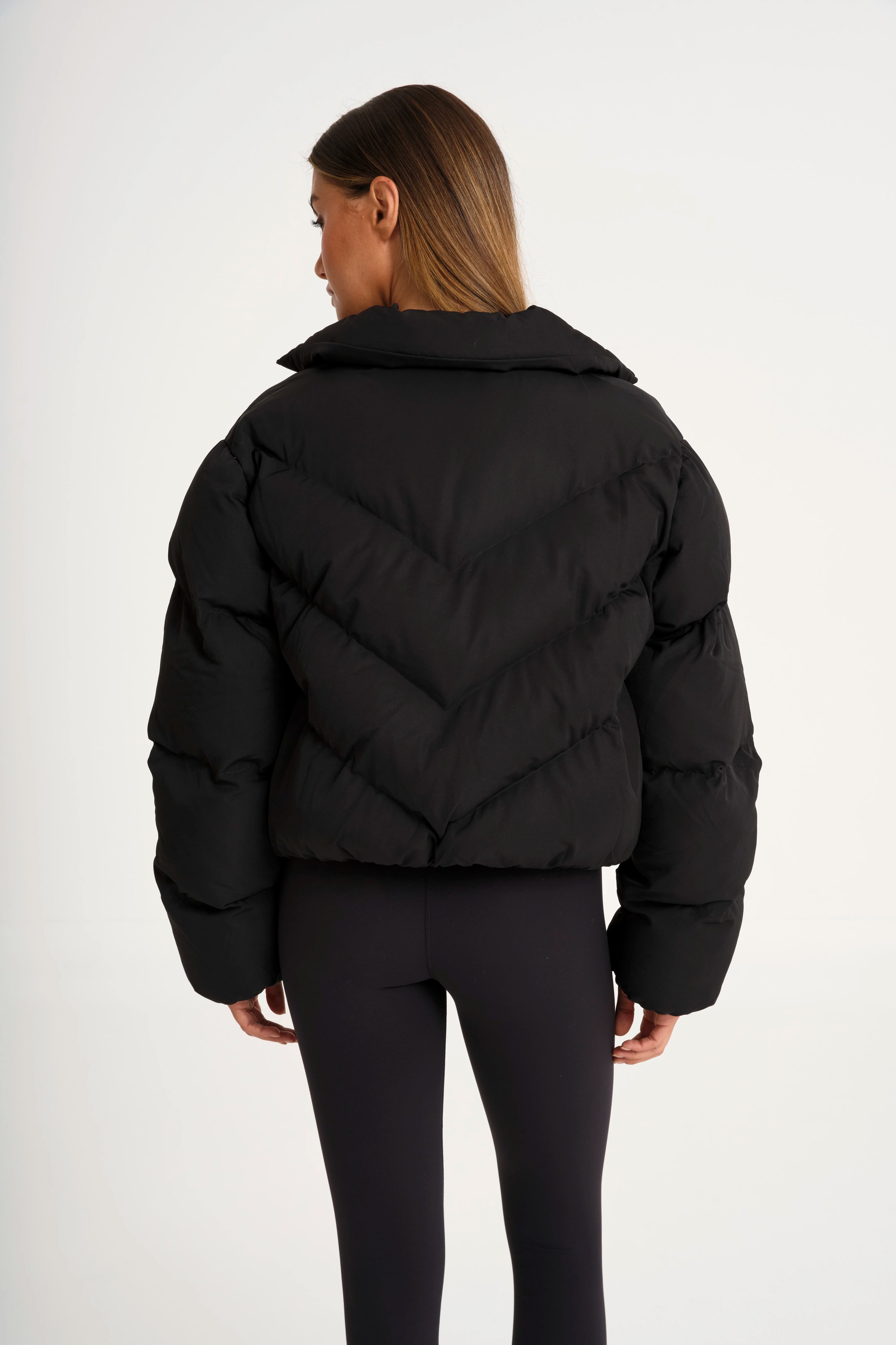 ALLFENIX Cropped Puffer Jacket - Black