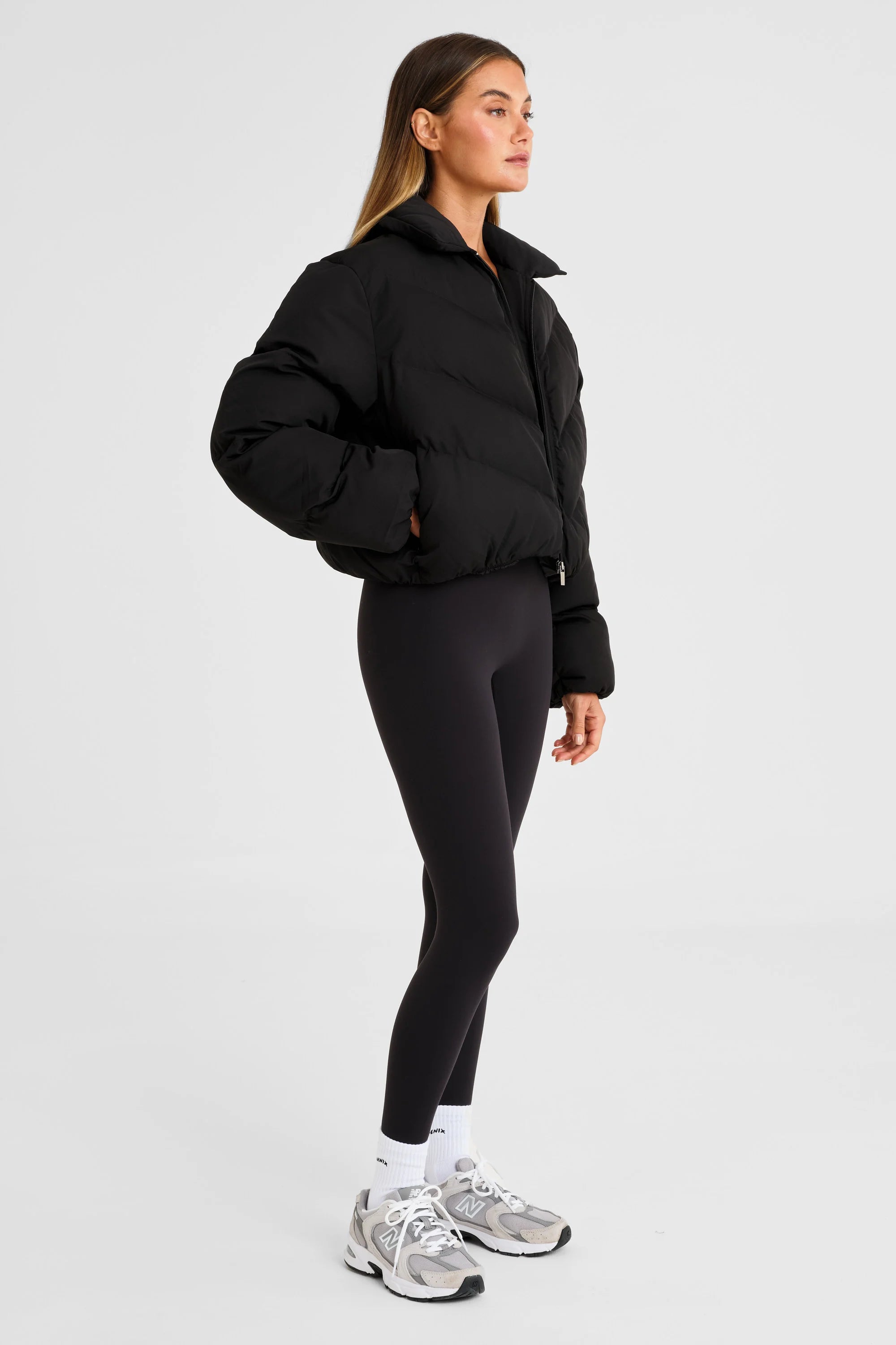 ALLFENIX Cropped Puffer Jacket - Black
