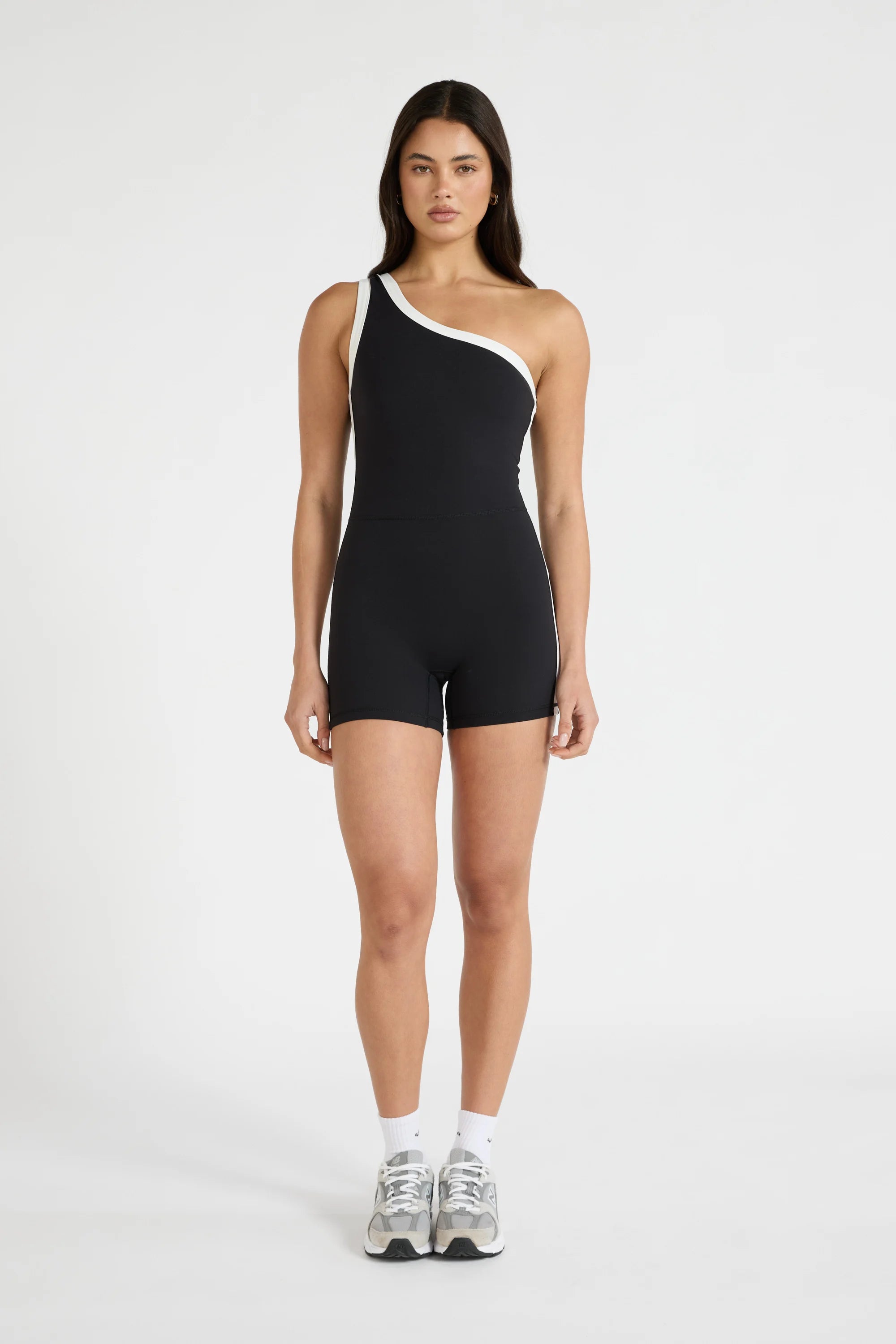 ALLFENIX CloudCore™ Contrast One Shoulder Unitard - Black; White