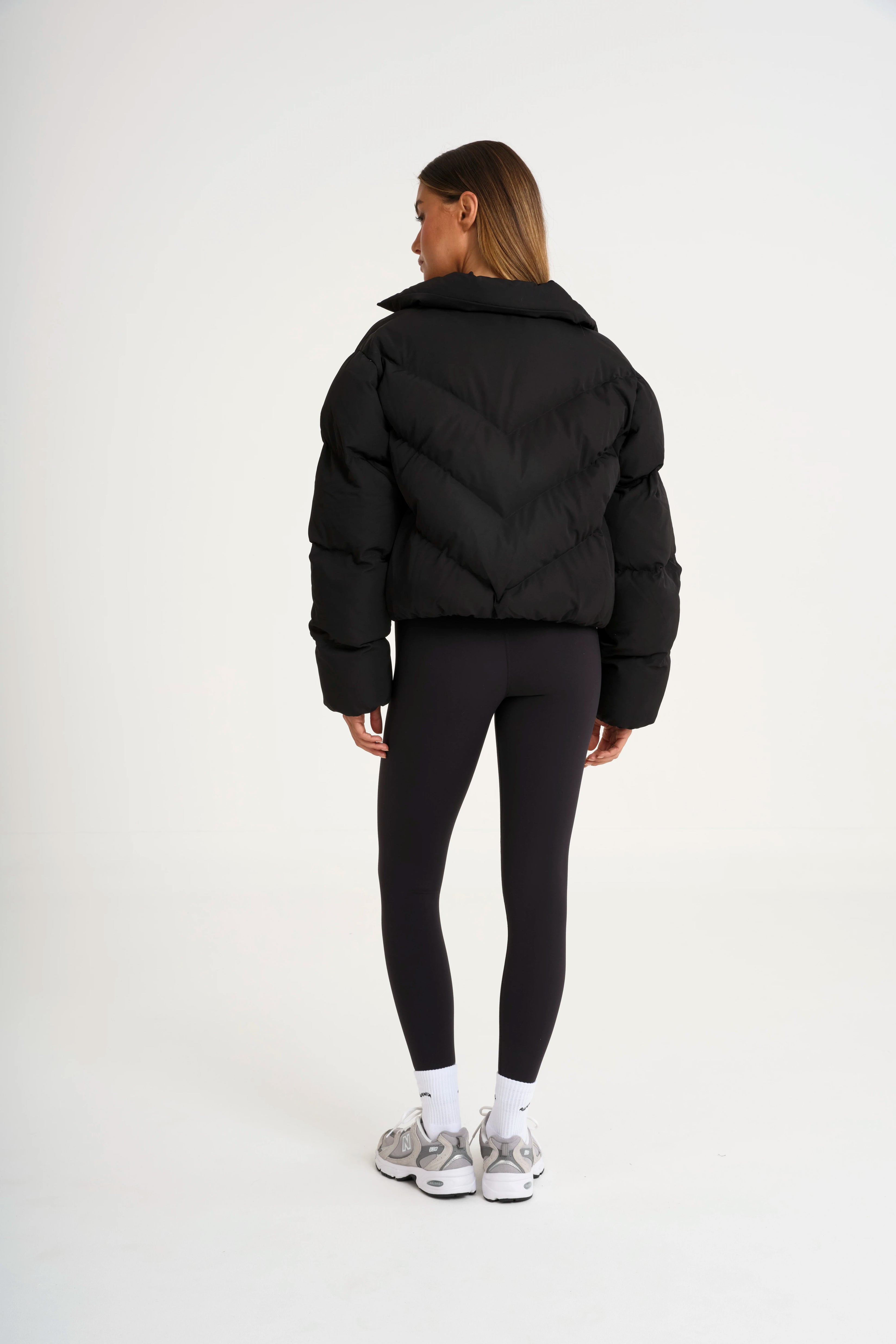 ALLFENIX Cropped Puffer Jacket - Black