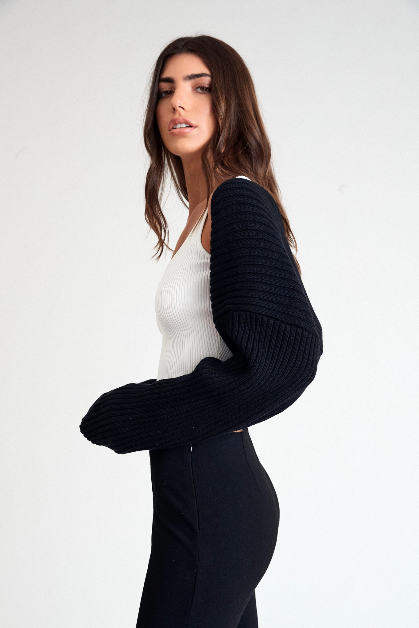 Rib Knit Bolero (Black) - All Fenix