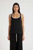 Cupro Contrast Tank - Black