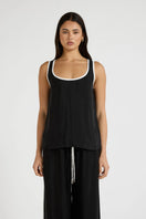 Cupro Contrast Tank - Black