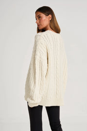 Oversized Crew Neck Cable Knit