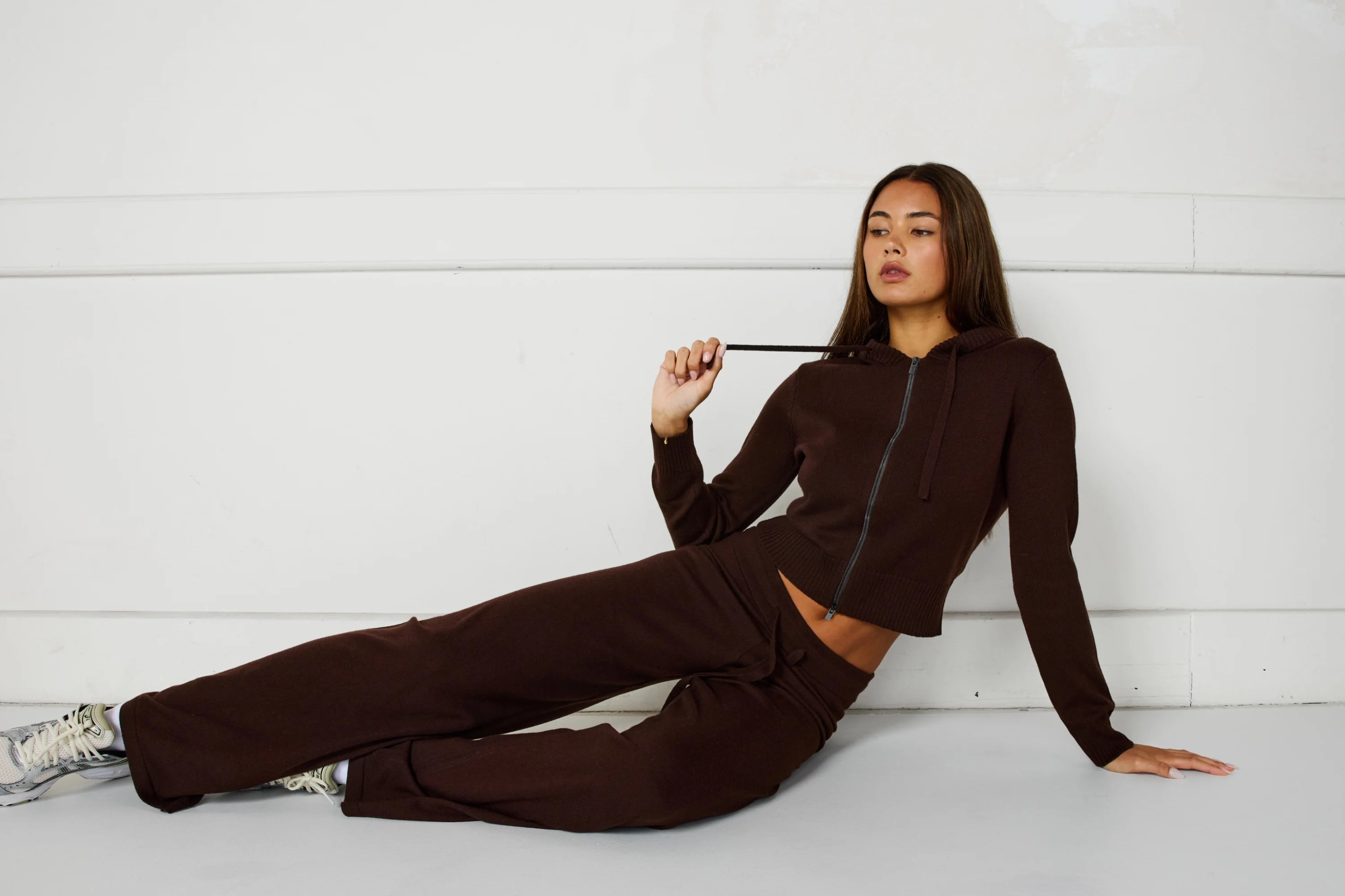 Wide Leg Knit Pant - Espresso