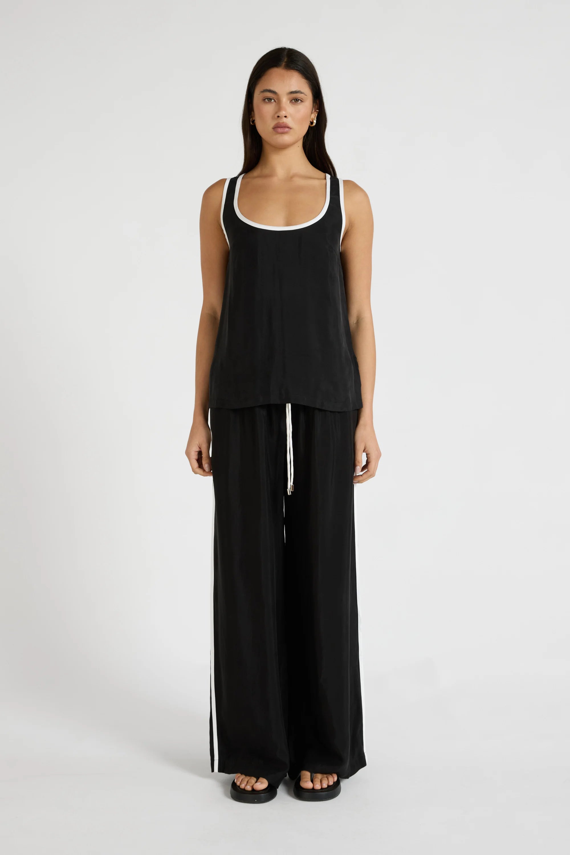 ALLFENIX Cupro Contrast Pant - Black