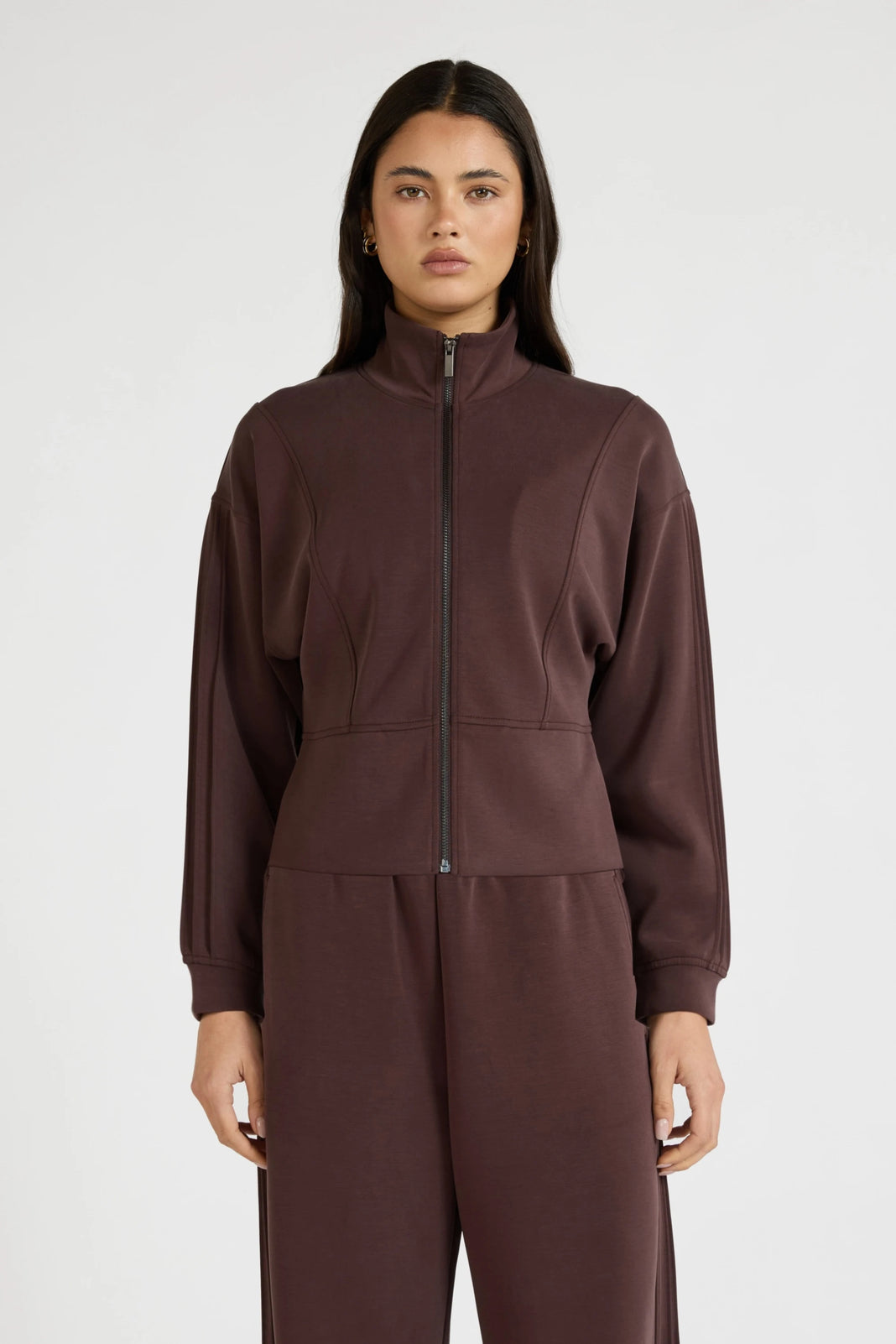 ALLFENIX Soft Luxury Panel Full Zip Jacket - Espresso