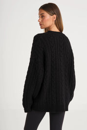 Oversized Crew Neck Cable Knit