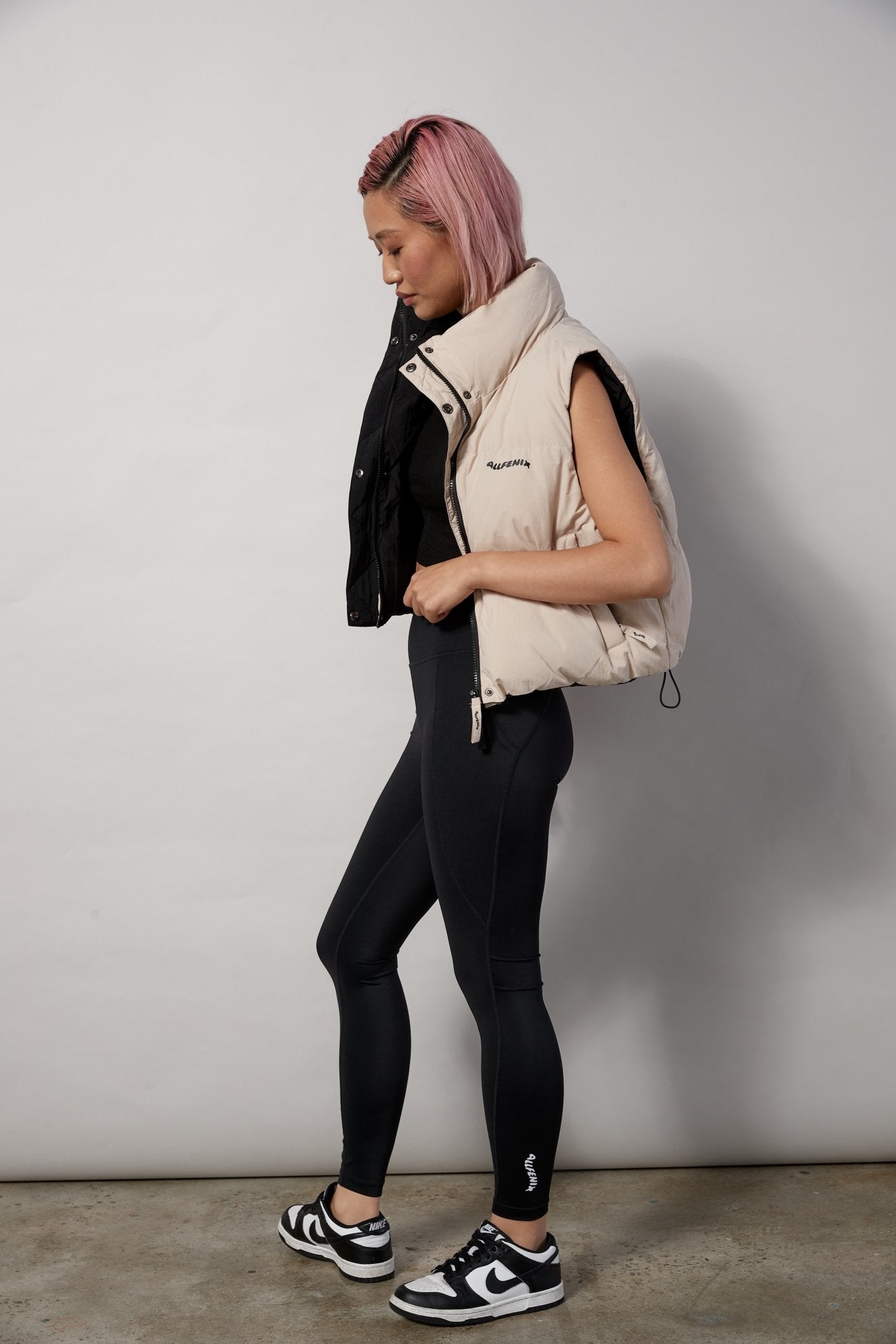Cropped Reversible Puffer Vest (Clay/Black) - All Fenix