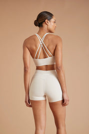 Eco Rib Cross Back Sports Bra (Stone) - All Fenix