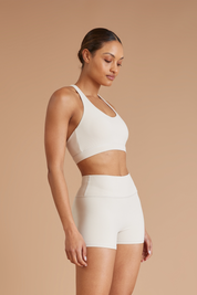 Eco Rib Cross Back Sports Bra (Stone) - All Fenix