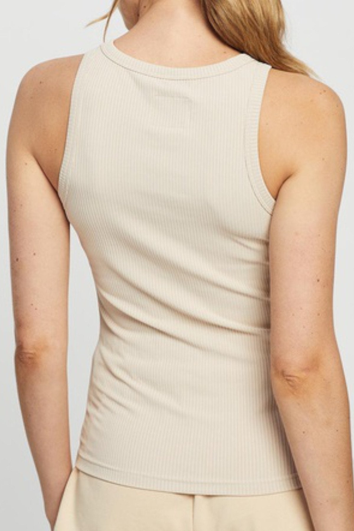 Women's Riley Ribbed Tank Top (Tan) - All Fenix