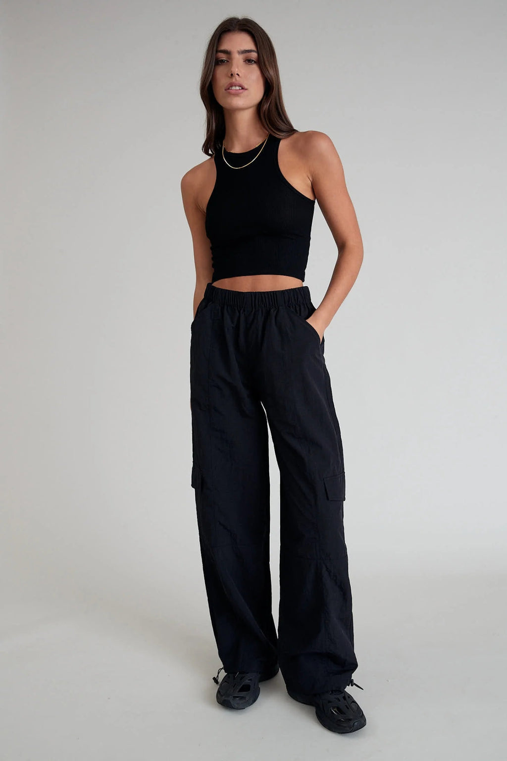 【HI FI FNK】Burn Spray Flare Cargo Pants FEORJGP Womens Gothic Punk Cargo Pants High Waist Flare